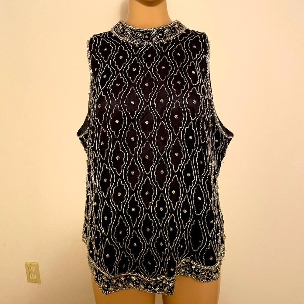 Marina Beaded Top Black Size 2X - Silk - Worn Once Beautiful 🛳👑